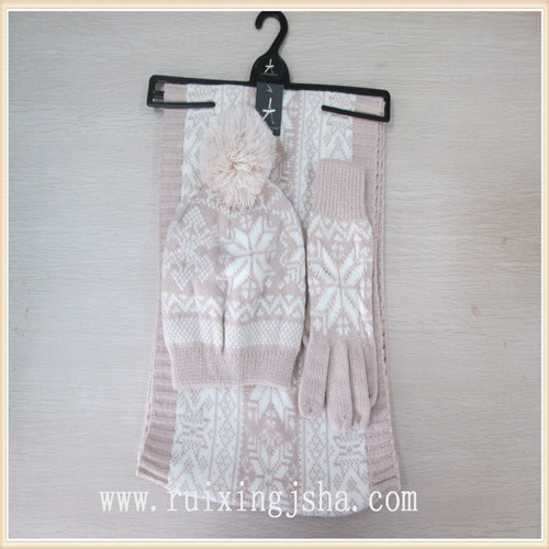 acrylic snowflake knitted women winter set