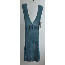 Long Sleeveless Open Striped Knit Cardigan for Ladies