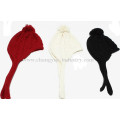 Warm winter knit hat with ear flap for men and women