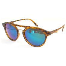 Gato Eye Leopard Print Sunglass de moda com lente redonda (14288)