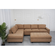 Living Room Fabric Corner Sofa with Ottoman