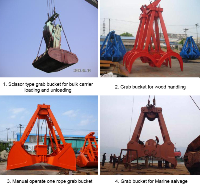 Mechanical hydraulic grab bucket for excavator crane