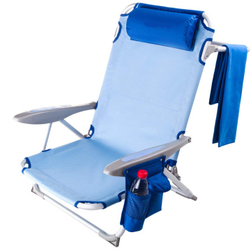 4 Positions Lay Flat Low Seat Folding Beach Chair