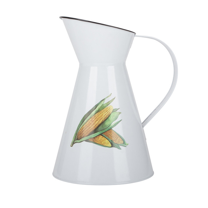 White Metal Flower Pitcher Jug