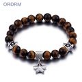 Mens tiger eye bead star of david bracelet