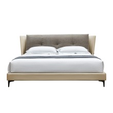 Couro moderno simples casa de madeira de tamanho completo cama quadro king size cama quarto conjunto de móveis mais recentes designs de cama de casal