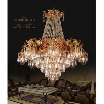 Classical Brass with Crystal Luxury Chandelier Pendant Lamp (FD-0606-8+4+4+1)