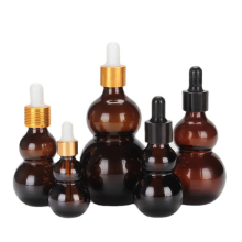 Gourd essential oil flat amber glass dropper bottles