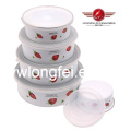 204D 5PCS New Style Enamel Bowl Storage Bowls with Beautiful Decal