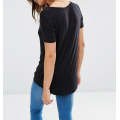 T-shirt à manches courtes en V en viscose personnalisé et DIP Back T-shirt