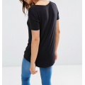 Custom Viscose V Neck Short Sleeves and DIP Back Women T-Shirt