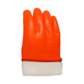 Fluoreszierende orange PVC-Handschuhe offene Manschette 30cm