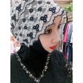 Gauze scarf with Black and white pattern