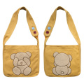 Canvas Shoulder Bag Embroidery Cute Bear Pattern