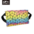 Geometric gradient color waist bag for women