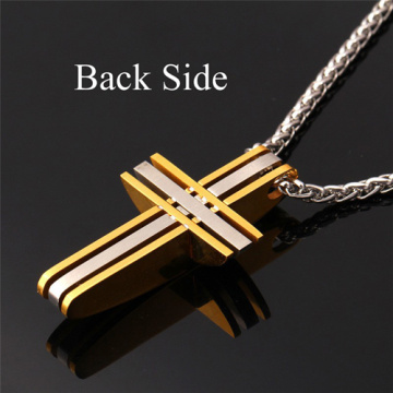 Klassische Cross Anhänger für Männer Schmuck 316L Edelstahl nie Fade 18k Gold Kreuz Anhänger Halskette Kette versilbert