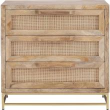 Natural Rattan und Gold Base 3 Schublade Danika Kabinett, drei, braun