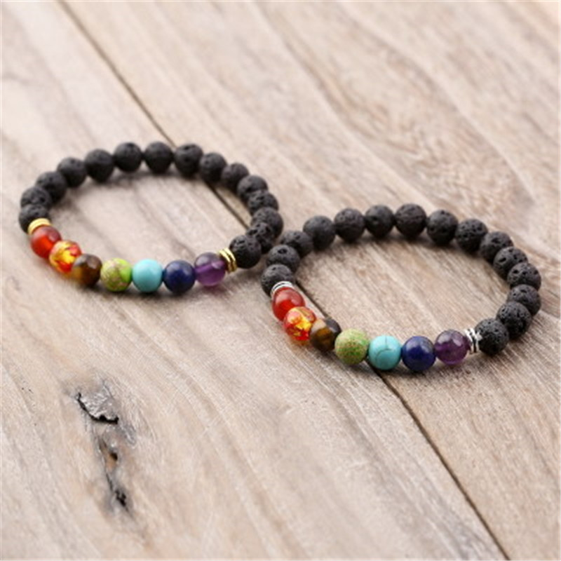 Energy Lava Stone Chakra Natural Stone Bracelet