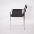 Black genuine leather modern envelope chair