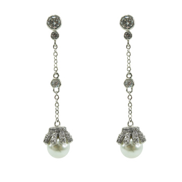 Pure silver pearl earrings