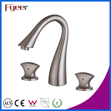 Fyeer Thress Holes Brushed Two Handle Widespread Basin Faucet