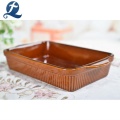 High quality rectangular restaurant oven ceramic baking dish set with handle