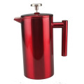 Elegante rote Edelstahl French Press Kaffeemaschine