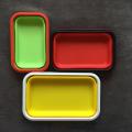 Folding sanitary silicone lunch box three piece