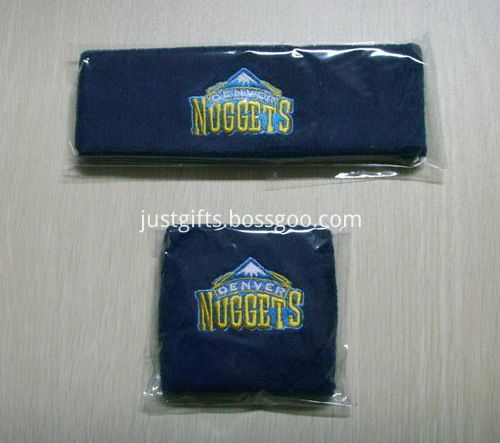 Promotional Cotton Terry Sweatband Set, Embroidered Logo