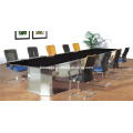 Mobilier de bureau Table de conférence en verre rectangulaire Table de réunion en verre en noir (FOHJ-8085)