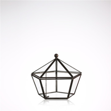 Moderne Tischplatte Fensterbank Dekor Blumentopf Balkon Pflanzer Diy Display Box Schwarzes Glas Geometrisches Terrarium