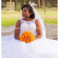 2017 pesados ​​cristales de las perlas Vestido De Noiva Appliqued los vestidos de boda africanos del vestido de bola del cordón grande del tamaño MW997