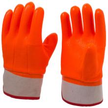 Guantes recubiertos de PVC anti-frío de color naranja fluorescente