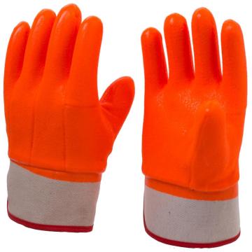 Флуоресцентные оранжевые перчатки с покрытием из ПВХ с защитой от холода