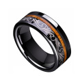 Black Tungsten Wood Inlay Engagement Rings For Her