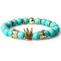 Pulsera de cuentas de corona Imperial de piedras preciosas naturales King Queen Luxury Charm joyería de pareja regalo de Navidad para mujeres y hombres