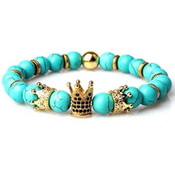 Natürlicher Edelstein Imperial Crown Bead Armband König Königin Luxus Charm Paar Schmuck Weihnachtsgeschenk für Frauen Männer