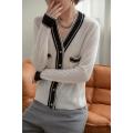 New striped cardigan for women's V-neck cardigan