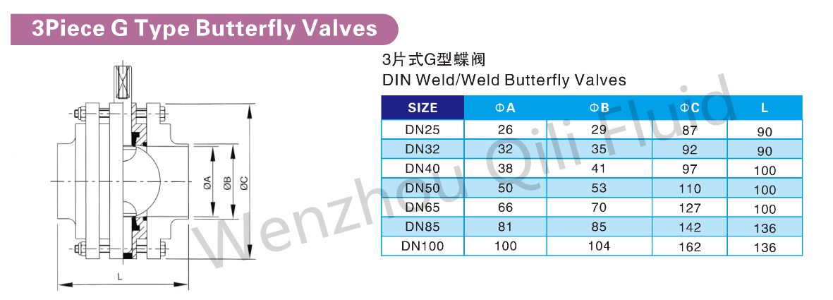 Three PCS Butterfly Valve