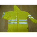 Yj-6050 Fluorescent Green PU Motorcycle Rain Gear Jacket Coat Rainwear