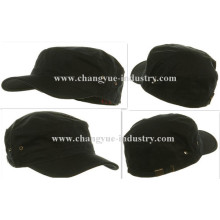 Cotton black plain custom fitted flat-top military cap