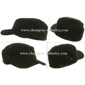 Personalizado simples algodão preto equipado apartamento superior militar cap