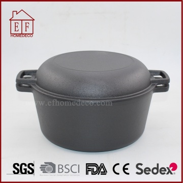 Double use cast iron cookware/dutch oven/pot