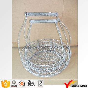 Round Set 2 Handmade Rustic Decorative Wire Mesh Basket