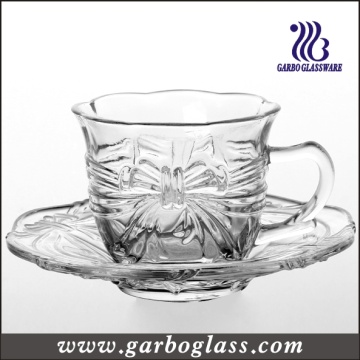 Glas Teetasse &amp; Untertasse Set mit geprägtem Design (TZ-GB09D2706HDY)