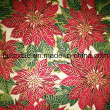 Xmas Cotton Fabric with Golden Ink