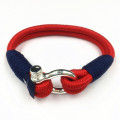 Stainless Steel Shackle Cotton Nylon Cord Bracelet