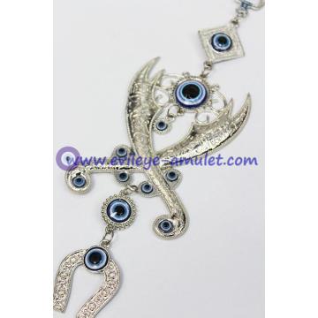 Turkish Evil Eye Horseshoe Pendant Zulfiqar crossed swords machete wall home decoration