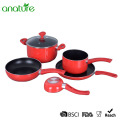 Pressed Non Stick Red Induction Cookware Set