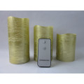 luxury remoted control gold pillar led candle